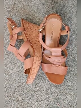 Franco Sarto Tan Cork Wedge Sandals